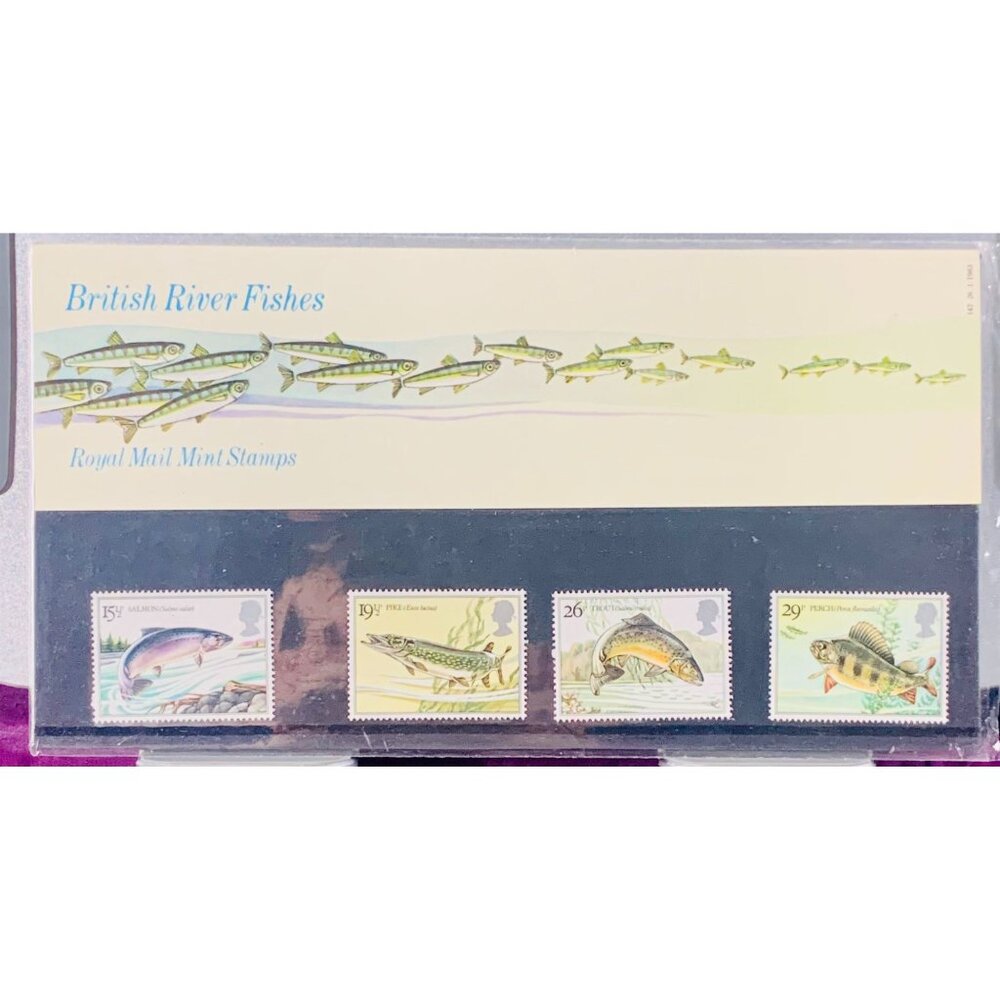 British River Fishes Royal Mail Mint Stamps Pack 142 1983 Horizontal Design PVA
